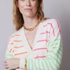 Cream with Multi Neon Stripes Cashmere Cardigan - Image 3