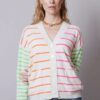 Cream with Multi Neon Stripes Cashmere Cardigan