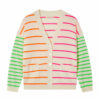 Cream with Multi Neon Stripes Cashmere Cardigan - Image 5