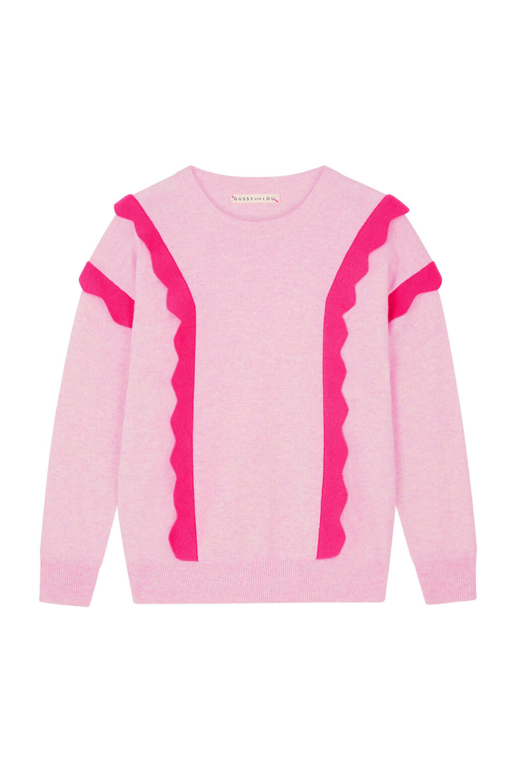 Pale Pink with Neon Pink Frills Cashmere Jumper - Image 4
