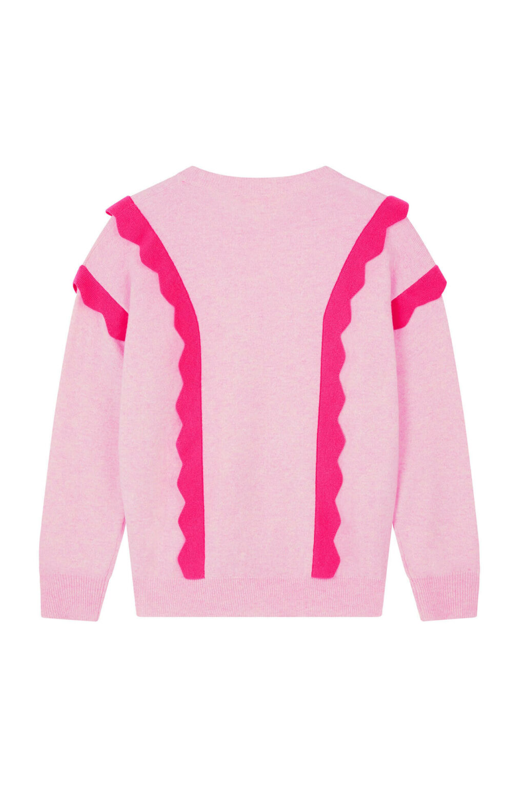 Pale Pink with Neon Pink Frills Cashmere Jumper - Image 5