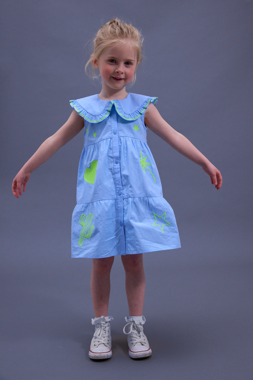 Kids blue embroidered dress gussy and lou