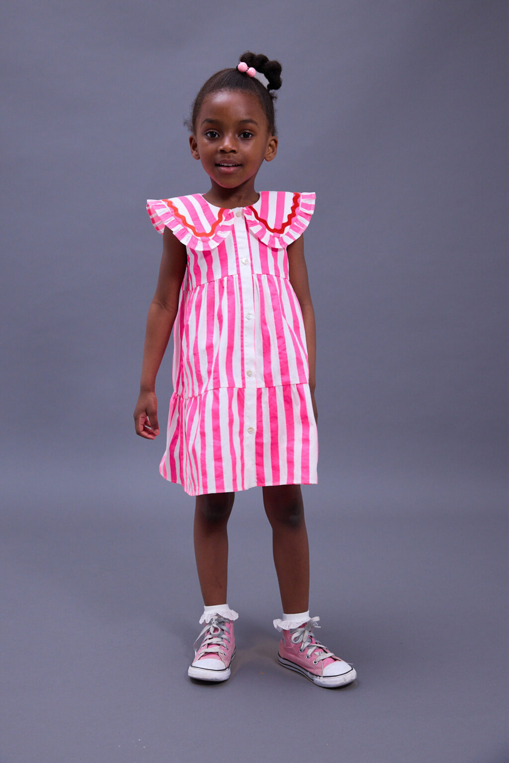Kids Neon Pink Stripe Dress