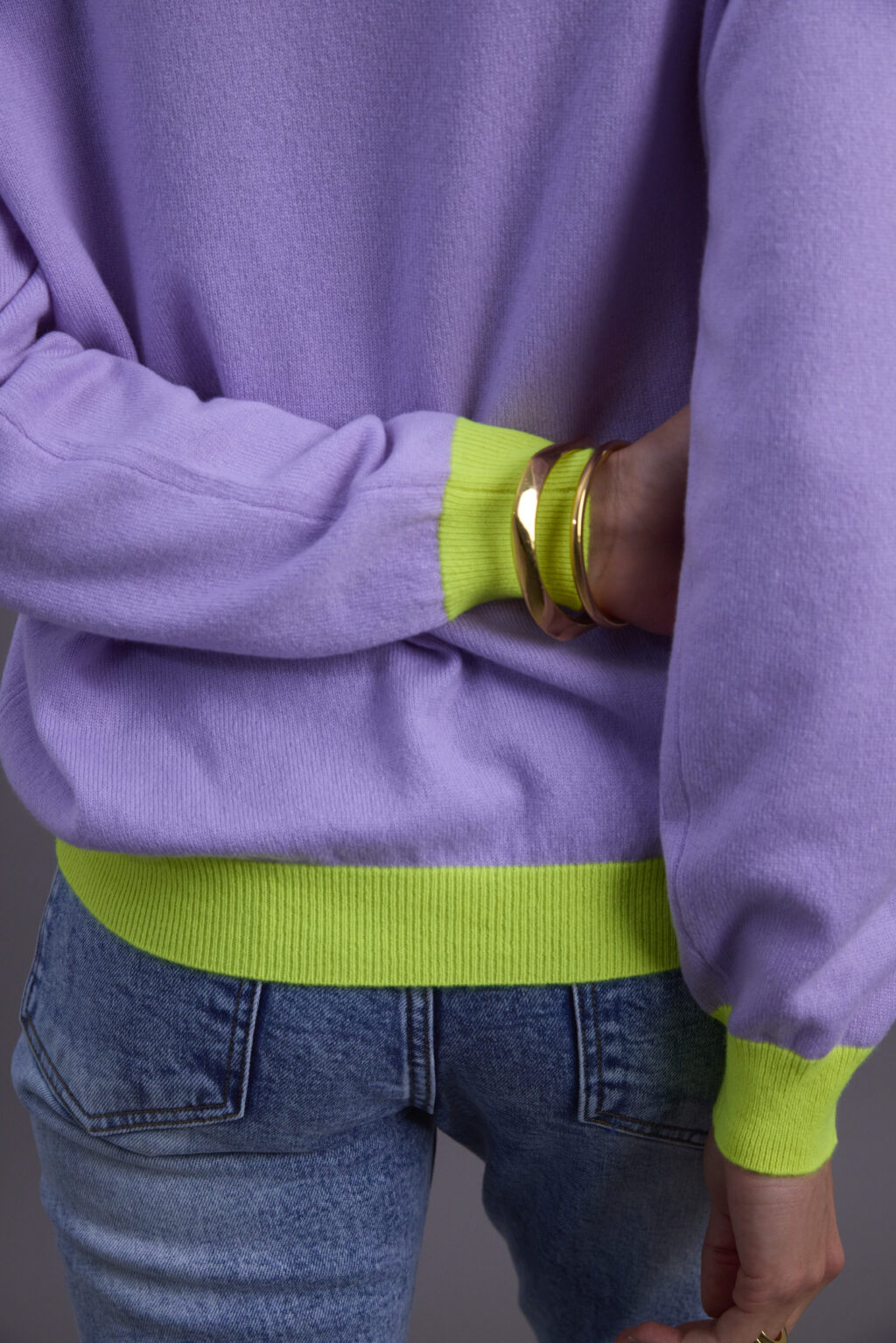 Purple and Neon Yellow Cashmere Jumper - Image 4