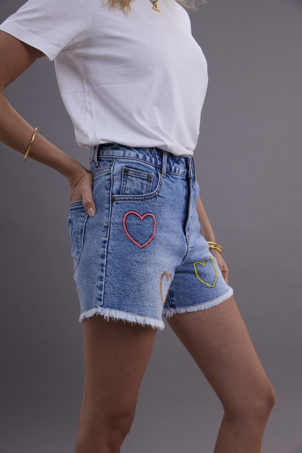 Denim shorts with hearts - Image 2