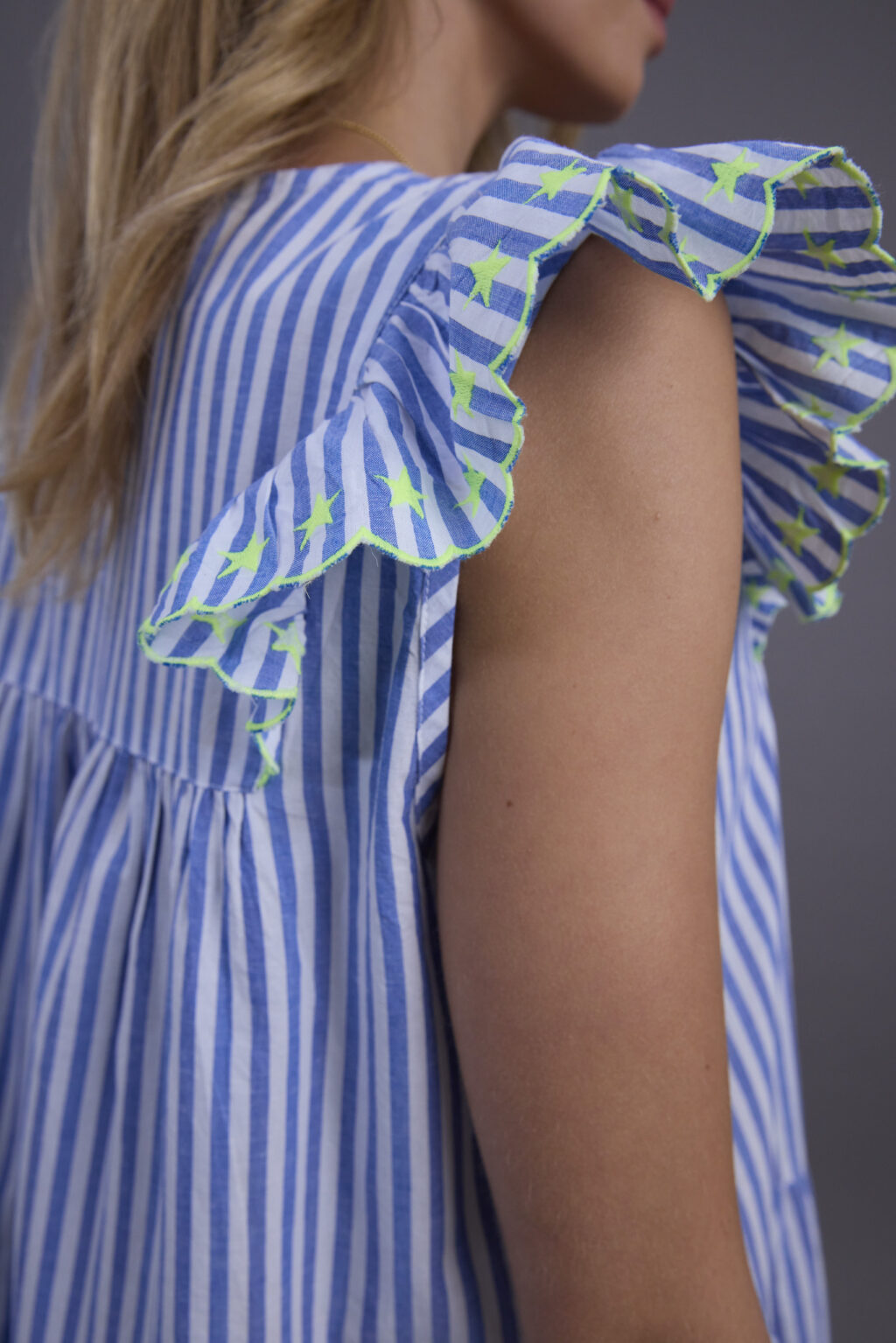 Ladies Blue and White Stripe Dress - Image 6