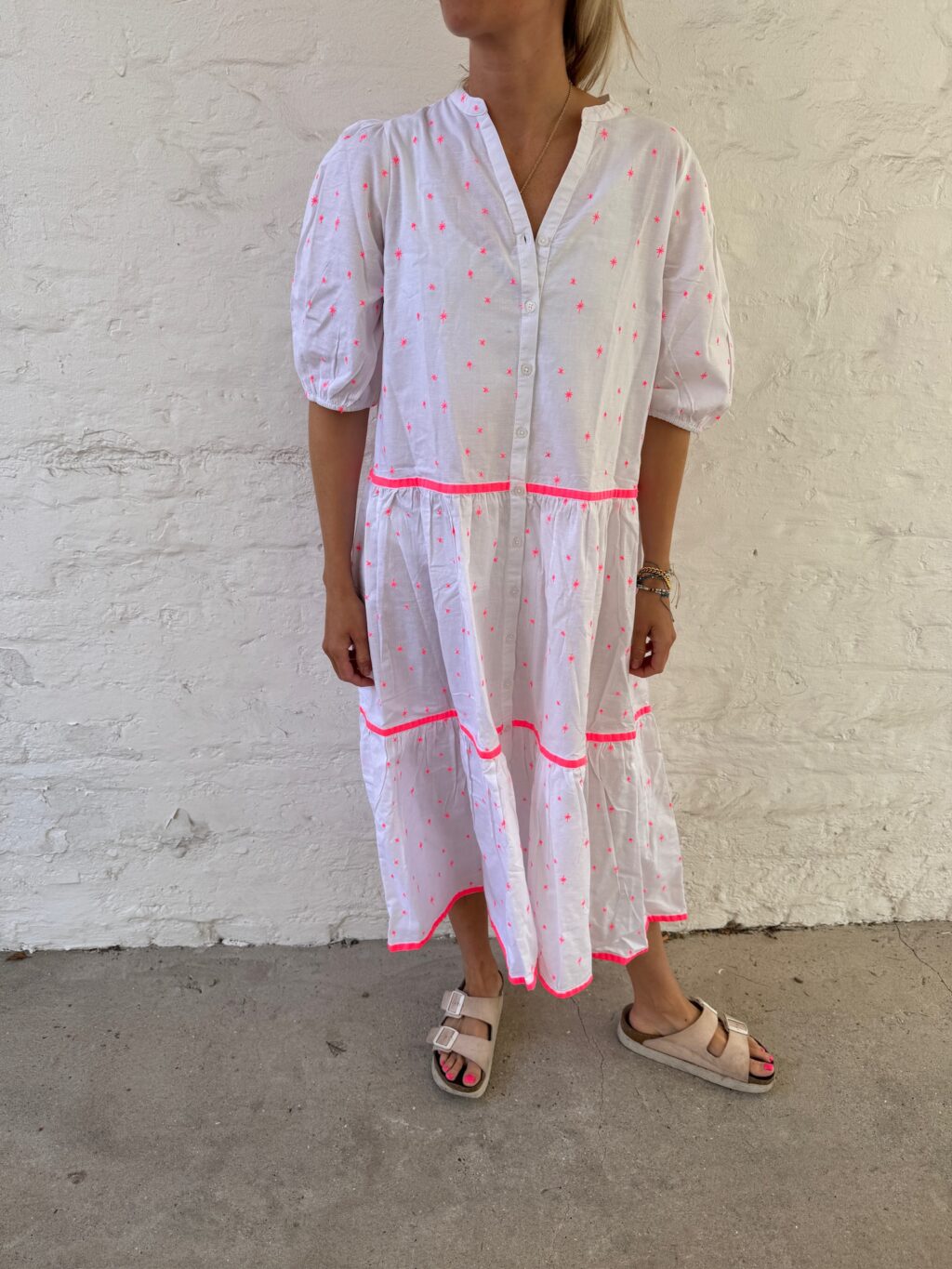 Neon Pink Cross Star Maxi Dress