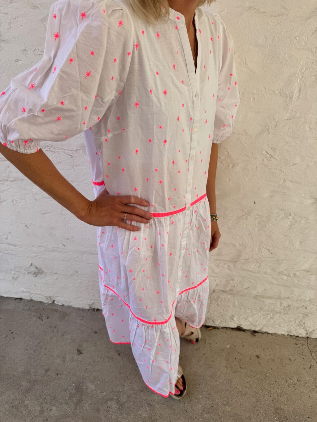 Neon Pink Cross Star Maxi Dress - Image 4