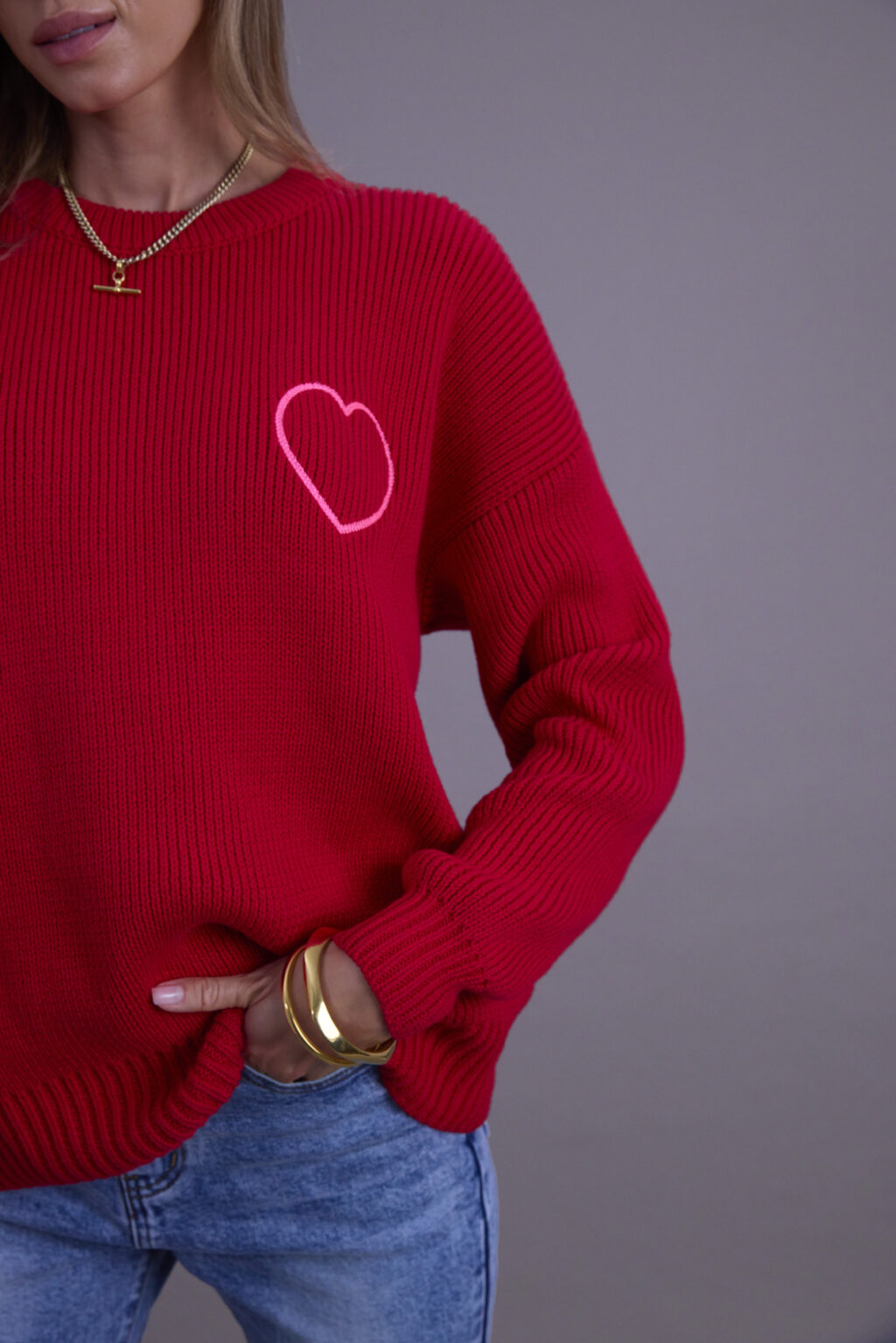 Red Love Heart Cotton Crew - Image 5