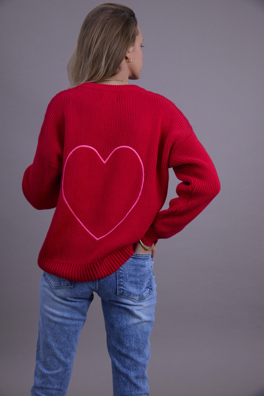 Red Love Heart Cotton Crew - Image 3