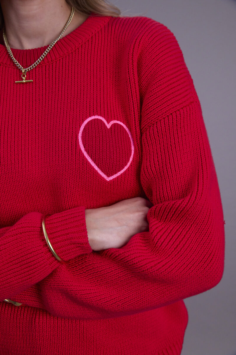Red Love Heart Cotton Crew